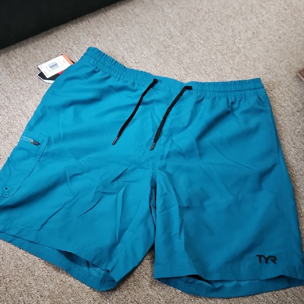 TYR Men's Teal Swim Trunks--Challenger-X Short